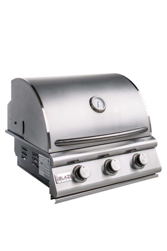 Outdoor Kitchen 3 Burner Built In Propane Gas Grill (Head Only) - 25 Inch Drop In Three Burner Backyard Grill Station Liquid Propane LP By Blaze Grills