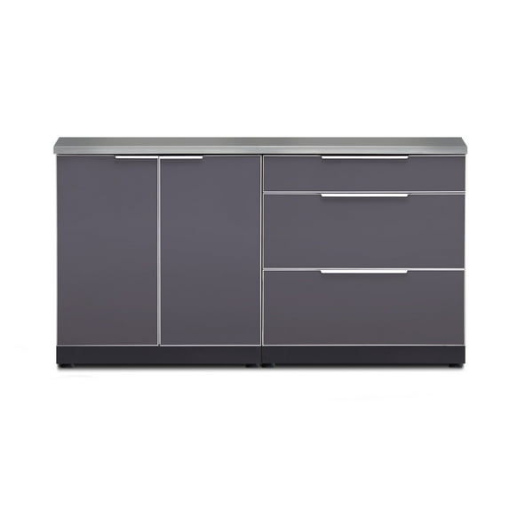 NewAge Products Outdoor Kitchen 3 Piece Cabinet Set in Slate Gray with Countertops
