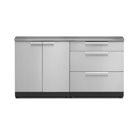 NewAge Products Outdoor Kitchen 3 Piece Cabinet Set in Stainless Steel with Countertops