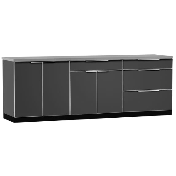 NewAge Products Outdoor Kitchen 4 Piece Cabinet Set in Slate Gray with Countertop and Covers