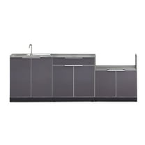 NewAge Products Outdoor Kitchen 4 Piece Cabinet Set in Slate Gray with Countertop and Covers