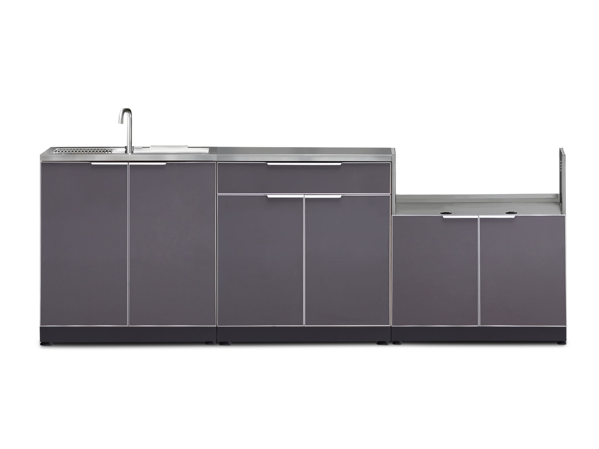 Outdoor Kitchen 4 Piece Cabinet Set in Slate Gray with Countertop and Covers