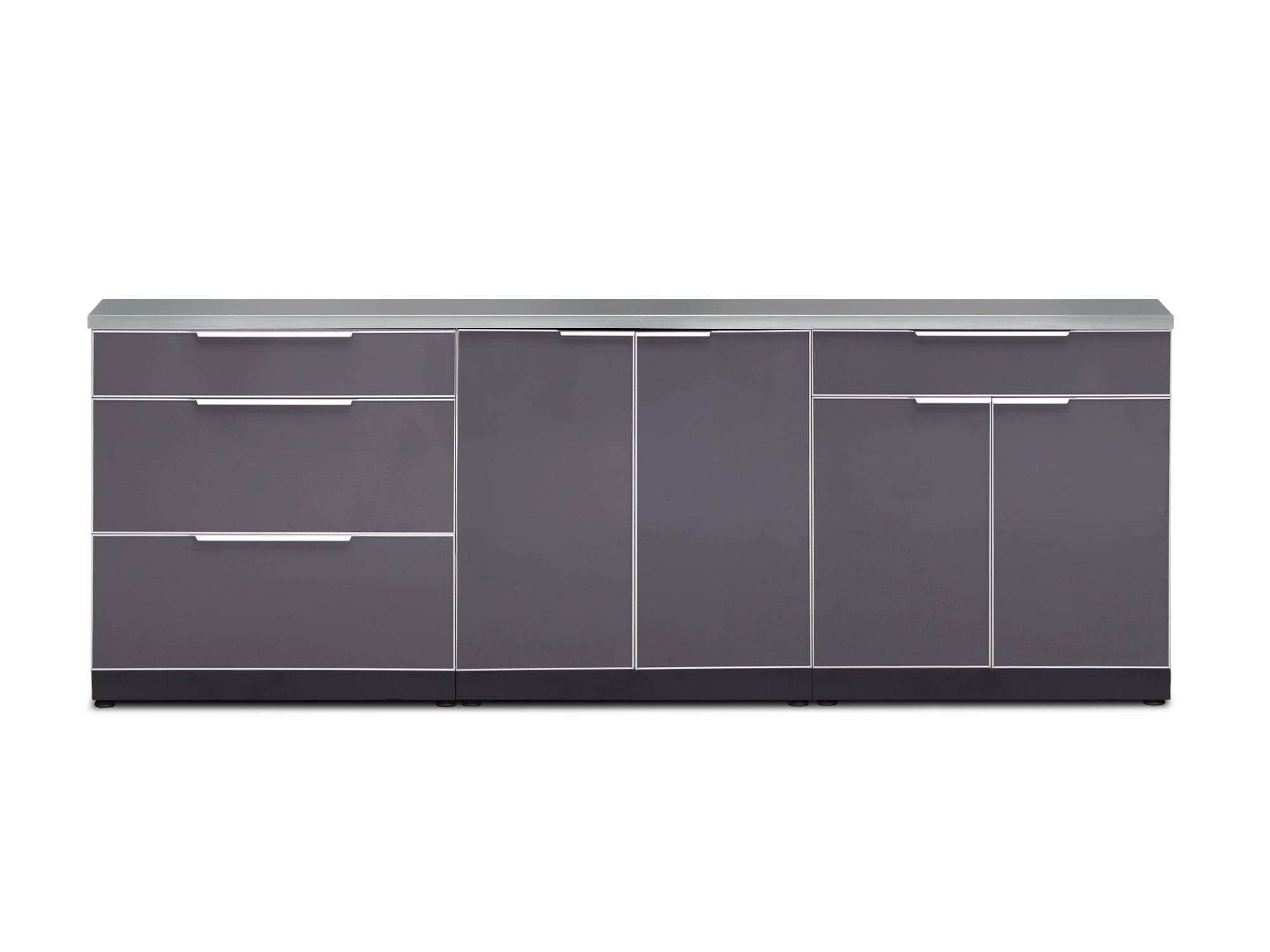 Outdoor Kitchen 4 Piece Cabinet Set in Slate Gray with Countertops