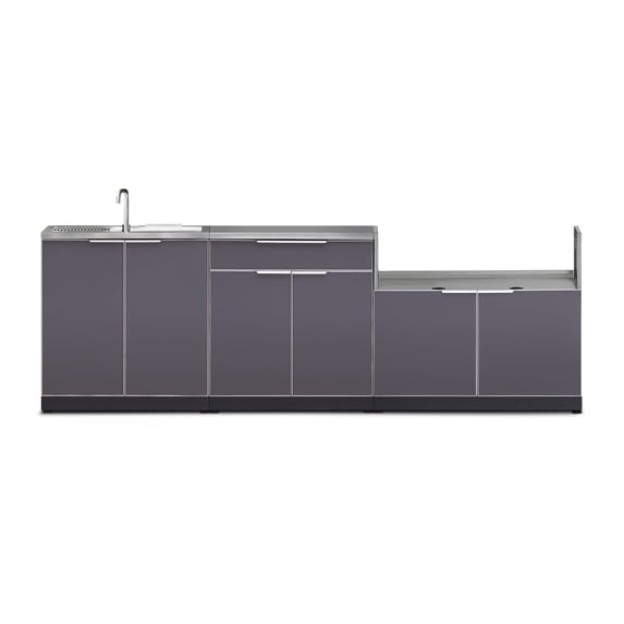 NewAge Products Outdoor Kitchen 4 Piece Cabinet Set in Slate Gray with Countertops