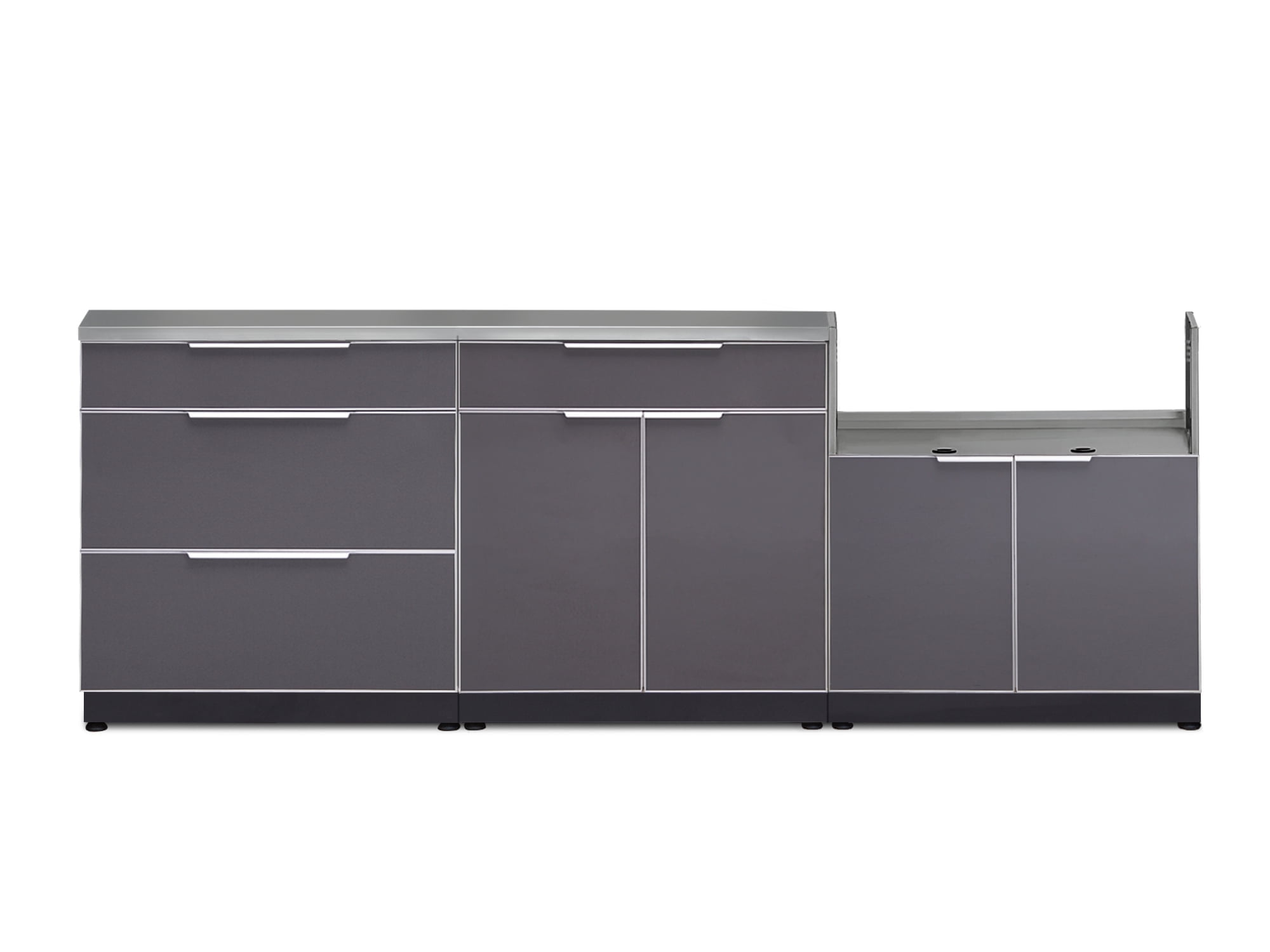 Outdoor Kitchen 4 Piece Cabinet Set in Slate Gray with Countertops