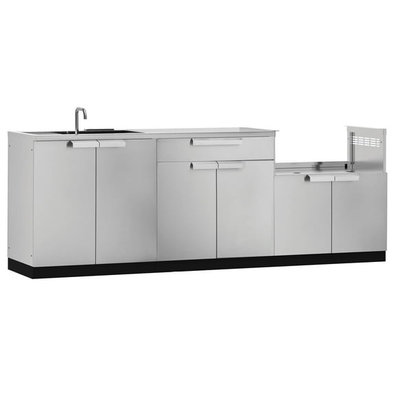 NewAge Products Outdoor Kitchen 4 Piece Cabinet Set in Stainless Steel with Countertops