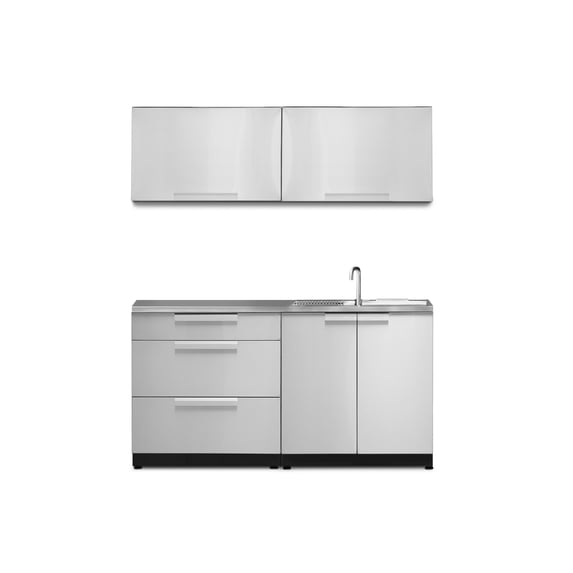 NewAge Products Outdoor Kitchen 5 Piece Cabinet Set in Stainless Steel with Countertop and Covers