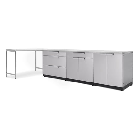 Outdoor Kitchen 5 Piece Cabinet Set in Stainless Steel with Countertops