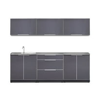 NewAge Products Outdoor Kitchen 7 Piece Cabinet Set in Slate Gray with Countertops