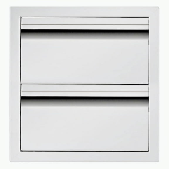 Outdoor Kitchen Access Drawers, 14" W15"H23"D Stainless Steel Double BBQ Drawers with Handle,Enclosed Built-in Flush Mount Drawers for Outdoor Kitchen Grilling,BBQ Island