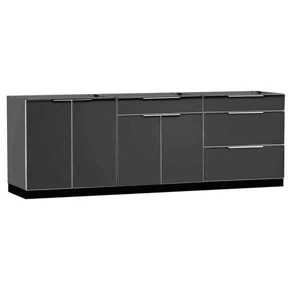 NewAge Products Outdoor Kitchen Aluminum 3 Piece Cabinet Set with 2-Door, 3-Drawer and Bar Cabinet