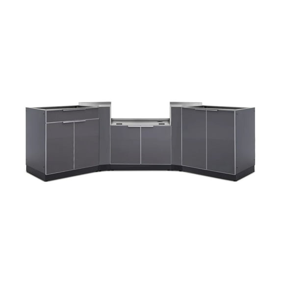 NewAge Products Outdoor Kitchen Aluminum 5 Piece Cabinet Set with 2-Door, Bar, Grill and Corner Cabinets