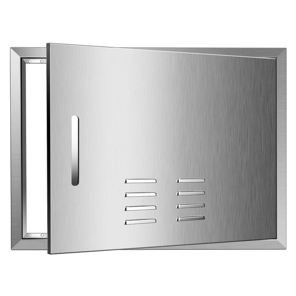 Outdoor Kitchen Doors 17''W X 23''H, Flush Mount Stainless Steel BBQ Access Door with Vents, Single Grill Access Doors for Outdoor Kitchen Cabinets and BBQ Island