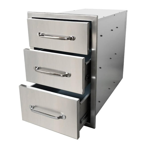 Outdoor Kitchen Drawer, 3-Layers Stainless Steel 14"x20.5"x23" Enclosed Built-in Flush Mount Outdoor Kitchen Access Drawer, BBQ Island for Outdoor Kitchens & BBQ Islands