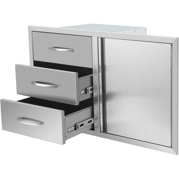 Outdoor Kitchen Drawer Combo, BBQ Access Trash Drawer Combo With Stainless Steel, Outdoor Kitchen Trash Drawer For BBQ Island, Grilling Station, Outside Cabinet,G3
