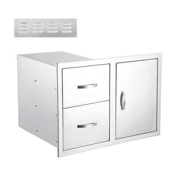 Outdoor Kitchen Drawer Combo with Paper Towel Rack, BBQ Access Door Drawers Combo with Stainless Steel, Perfect for BBQ Grill Station Outdoor Kitchen Storage Cabinet
