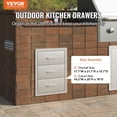 thumbnail image 1 of Outdoor Kitchen Drawers 16"Wx21.5"Hx18"D,Flush Mount Triple Access BBQ Drawers with Stainless Steel Handle,BBQ Island Drawers for Outdoor Kitchens or BBQ Island Patio Grill Station, 1 of 6