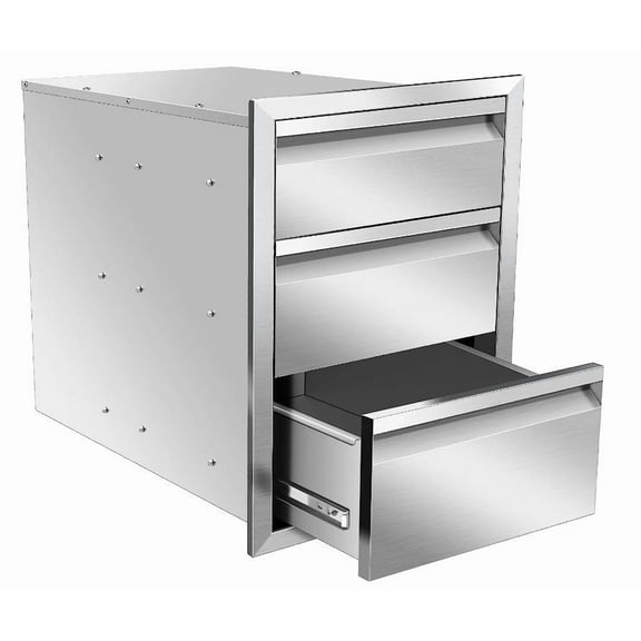 Outdoor Kitchen Drawers,16" Wx21" Hx23" D,Flush Mount BBQ Drawer,3-Layers Stainless Steel BBQ Island for Outdoor Kitchens or Patio Grill Station