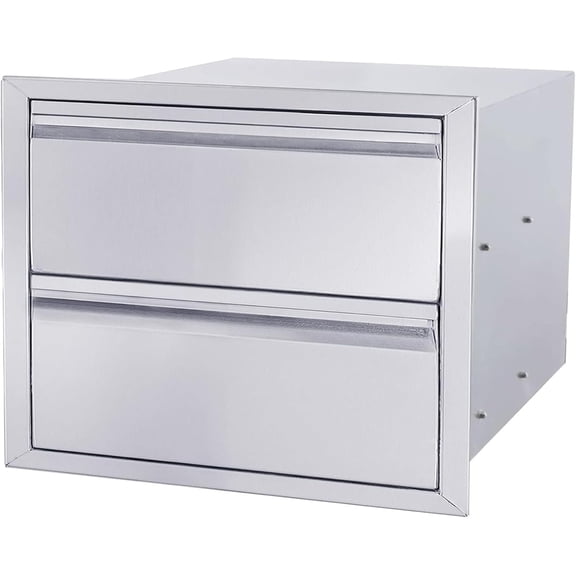Outdoor Kitchen Drawers - 18" W x 15" H x 23" D, Stainless Steel, Flush Mount, 2 Drawer Access