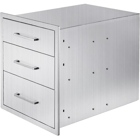 Outdoor Kitchen Drawers, 18" W x 23" H x 23" D Outdoor Kitchen Drawers Stainless Steel, Flush Mount Access 3 Drawer for Outdoor Kitchen Island