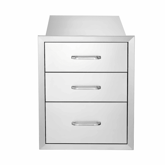 Outdoor Kitchen Drawers 18x23 Inch, Stainless Steel BBQ Drawers Triple Access, 18 x23 x 23 Inch Kitchen Island Drawers with Handle