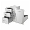 thumbnail image 1 of Outdoor Kitchen Drawers 29.5" BBQ Island Combo - Access Door & Triple Drawers w/ Propane Tank Space - Stainless Steel Patio Grill Station Cabinet, 1 of 7