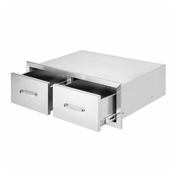 Outdoor Kitchen Drawers 29.5"W Stainless Steel BBQ Island Drawers, Double Access Drawers for Patio Grill Station, Horizontal Outdoor Kitchen Storage