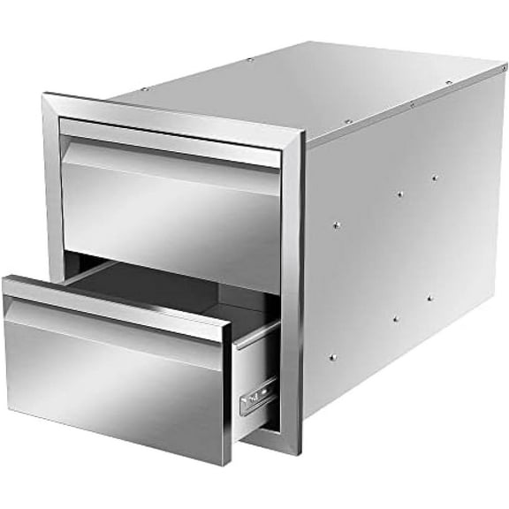 Outdoor Kitchen Drawers, Box Frame Style Flush Mount BBQ Drawers with Stainless Steel Handle, BBQ Island Drawers for Outdoor Kitchens Or Patio Grill Station,-14W X 15H X 23D Inch