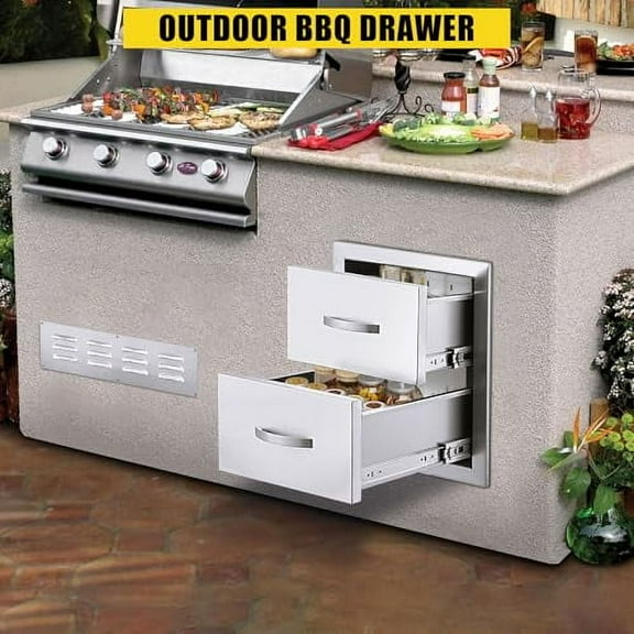 Outdoor Kitchen Drawers, Stainless Steel BBQ Access Drawers,Outdoor Kitchen Cabinets, Stainless Steel Kitchen Drawer for Outdoor Kitchen Island, Patio Grill Station