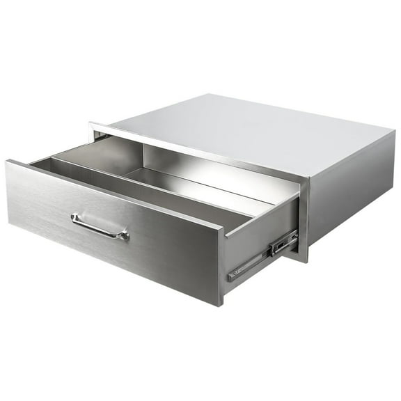 Outdoor Kitchen Drawers, Stainless Steel BBQ Drawer, Flush Mount Built-in Drawer for Outdoor Kitchen Island & BBQ Islands, Silent, Fully Assembled