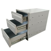 Outdoor Kitchen Drawers, Stainless Steel Triple Access BBQ Drawers with Chrome Handle, 18" W x 23" H x 23" D