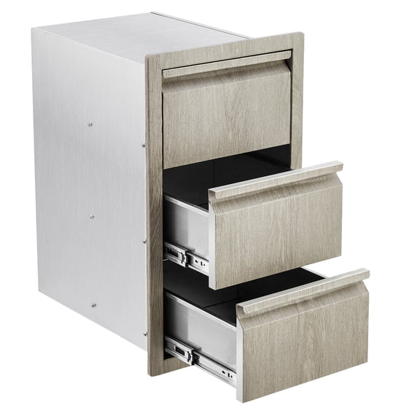 Outdoor Kitchen Drawers Stainless Steel Triple BBQ Island Drawer Flush Mount Outdoor Kitchen Cabinets with Handles with Wheels for Outdoor Kitchens or BBQ Island Patio Grill Station