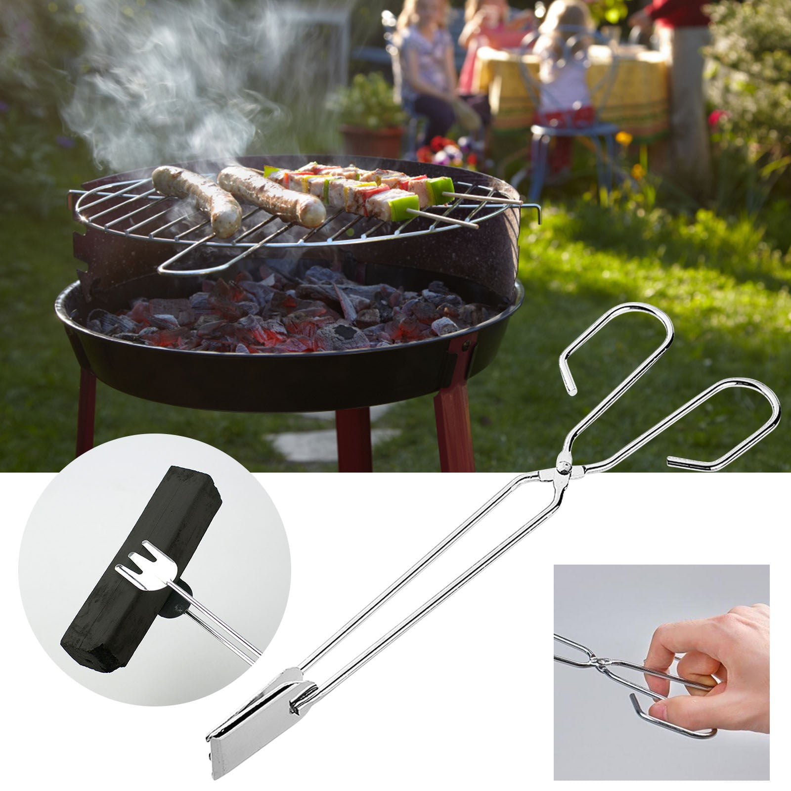 Outdoor Kitchen Gadgets Grilling Accessories Stainless Steel Fire Tongs Outdoor Pasta