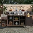thumbnail image 1 of Outdoor Kitchen Island, Grilling Bar Cart With Storage, Spice Rack, Internal Storage Rack, Stainless Steel Tabletop, 4 Wheels Rolling Kitchen Island For Backyard, 1 of 9