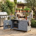 Outdoor Kitchen Island with Raised Shelf & Stainless Steel Top, Outdoor ...