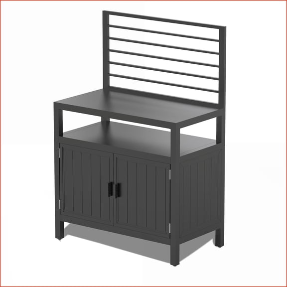 Outdoor Kitchen Island with Storage, Modular Aluminum Frame & Protective Cover | Aluminum | Grey