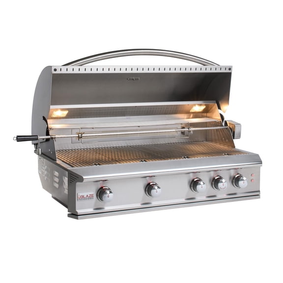 Outdoor Kitchen Professional Built-in BBQ Grill | 44" 4-Burner Propane Gas LP Grill W/ Rear Infrared Burner | Perfect For Outdoor Cooking & Entertaining By Blaze |Stainless Steel | BLZ-4PRO-LP