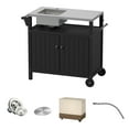 thumbnail image 1 of TORVA All in One Outdoor Grill Cart with Sink,Cabinet and Cover, 42 inch Freestanding Modular Kitchen Sink Station in 304 Stainless Steel&HDPE, All Weather Use BBQ Table, Black, 1 of 7