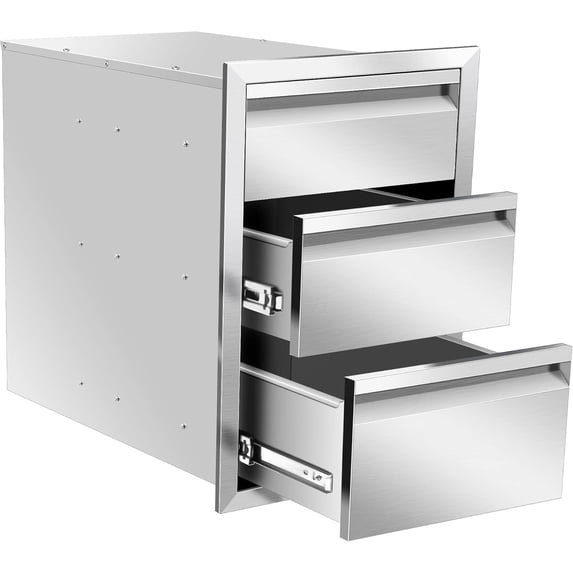 Outdoor Kitchen Single Drawers 24" W x 6.5" H x 23" D Inch Stainless Steel Flush Mount BBQ Single Drawer for Outdoor Kitchen Island, or Patio Grill Station