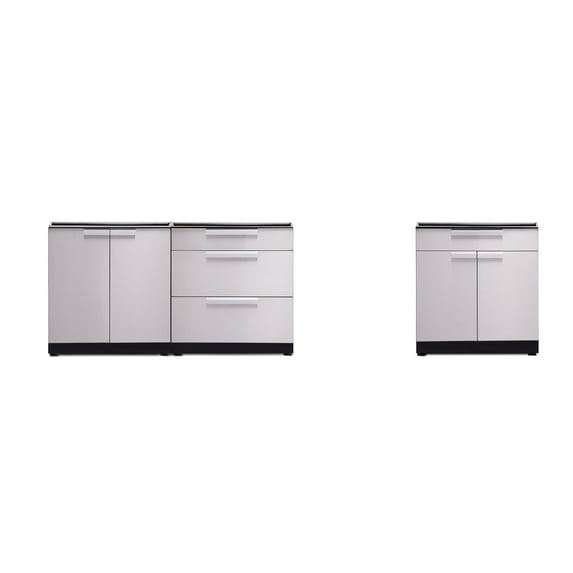 NewAge Products Outdoor Kitchen Stainless Steel 3 Piece Cabinet Set with 2-Door, 2-Door Drawer and 3-Drawer Cabinet