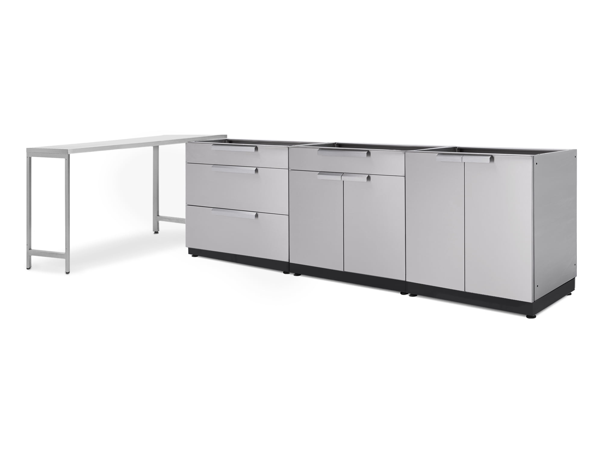 Stainless Steel L-Shaped Outdoor Kitchen Cabinet Set with Prep Table