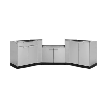 NewAge Products Outdoor Kitchen Stainless Steel 5 Piece Cabinet Set with 2-Door, Bar, Grill and Corner Cabinets