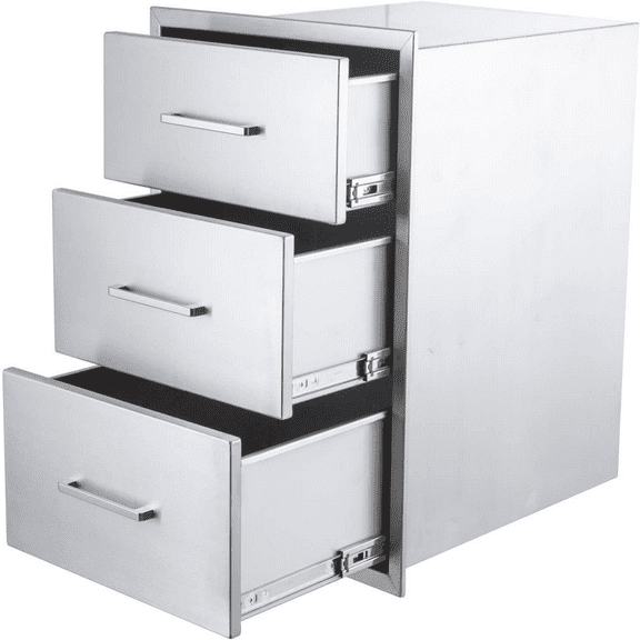 Outdoor Kitchen Stainless Steel Drawers,Flush Mount Built-in Drawer Cabinet with Handle for Outdoor Kitchens or BBQ Island