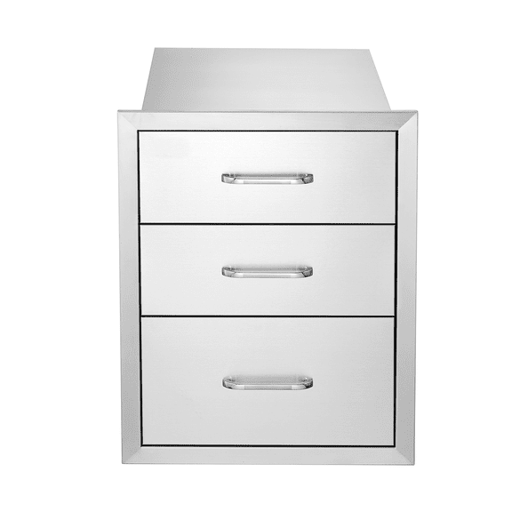 Outdoor Kitchen Storage Solution - 18x20.5x23 Inch Stainless Steel Triple BBQ Drawers with Chrome Handles