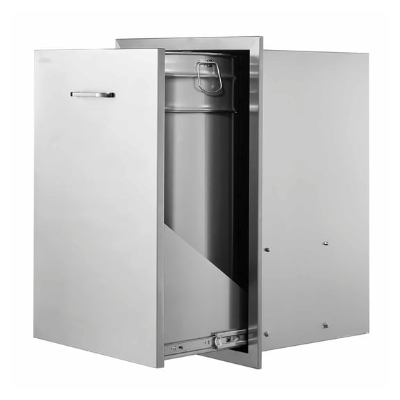 Outdoor Kitchen Trash Drawer 19.7"W x 29"H, Stainless Steel Pull-Out Drawer for BBQ Island, Grill Station, Outdoor Trash Storage