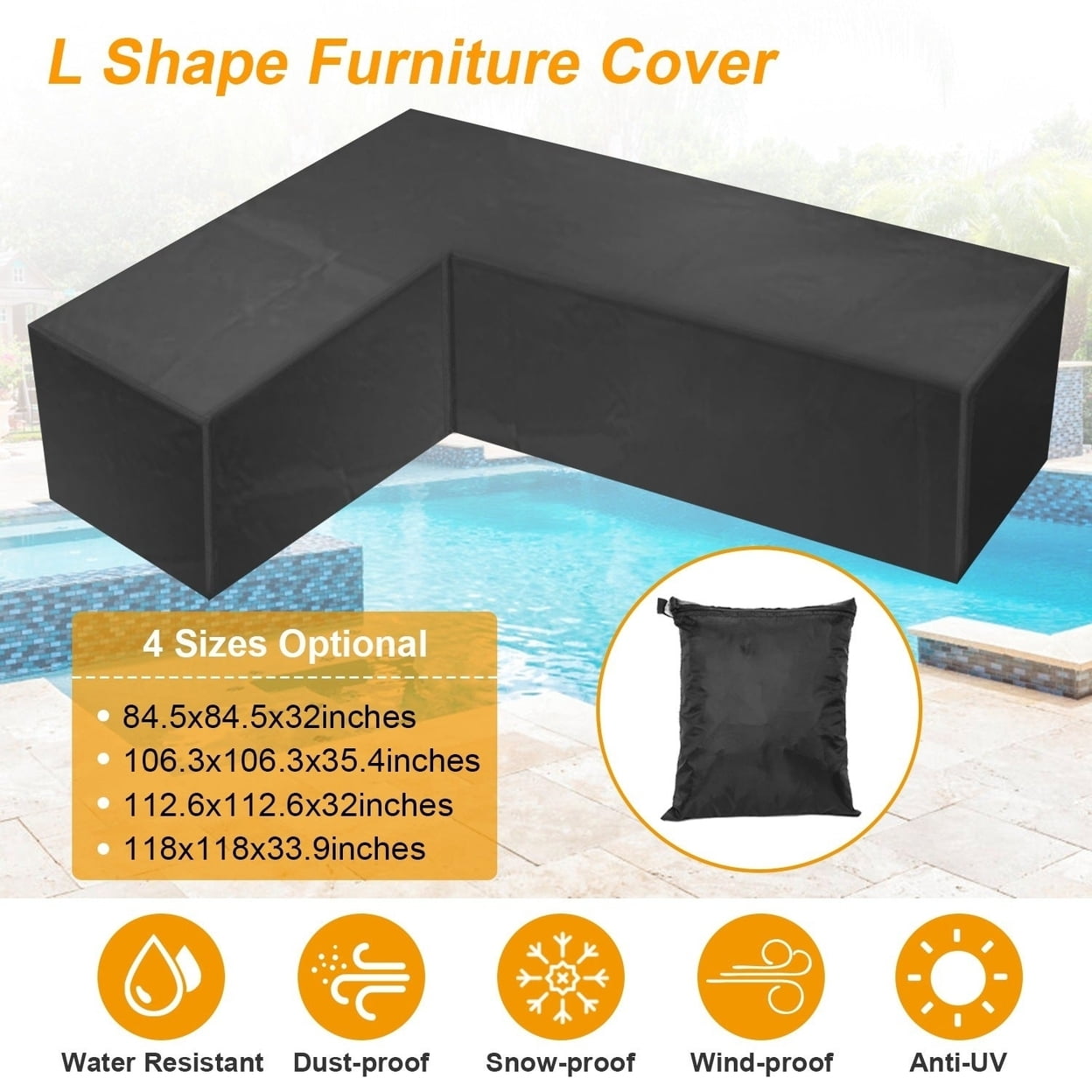 Outdoor L Shape Sofa Covers Water Resistant Furniture Covers Sectional