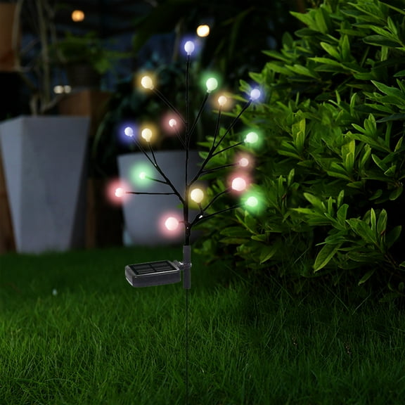 Outdoor LED Garden Solar Flower Light | 16 Multicolor LEDs | White Silk Flower | Flexible ABS Stainless Steel Stem | Waterproof IP65 | 27.56in | Pathway Yard Decor