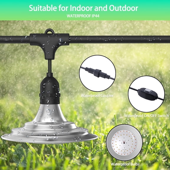 Outdoor LED Grow Light, Waterproof String Plant Growing Light, 21 FT Full Growth Light, Suitable for Garden, Farm, Flower, Seedling Greenhouse Grow Light (6 Light)