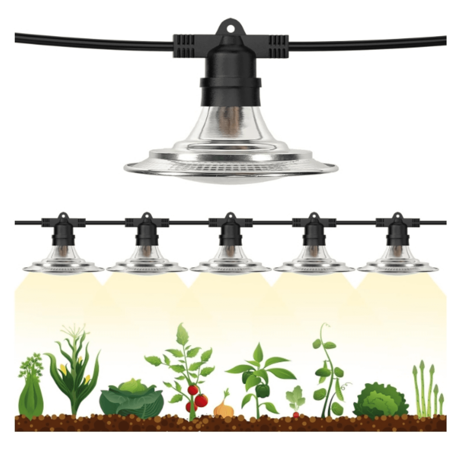 Outdoor LED Grow Lights for Greenhouse 6-Light Waterproof String Grow ...