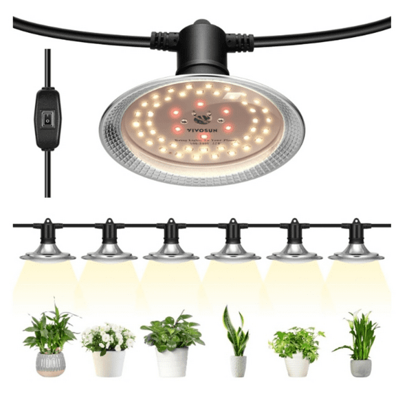 LED Grow Lights, Waterproof String Grow Light, Full Spectrum Plant Growing Lights with 22Ft Adjustable Cord for Seedling, Veg, Flower in Greenhouse, Garden, Backyard, Farm